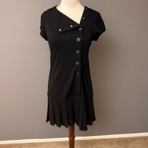 Catherine Malandrino NWT Black Pleated Bottom Sz 6 Dress Low waist Short sleeve